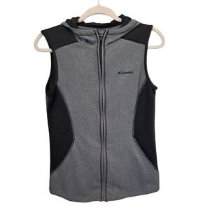 Columbia Omni Wick‎ Vest Womens Full Zip Hooded Sleeveless Gray Black Medium